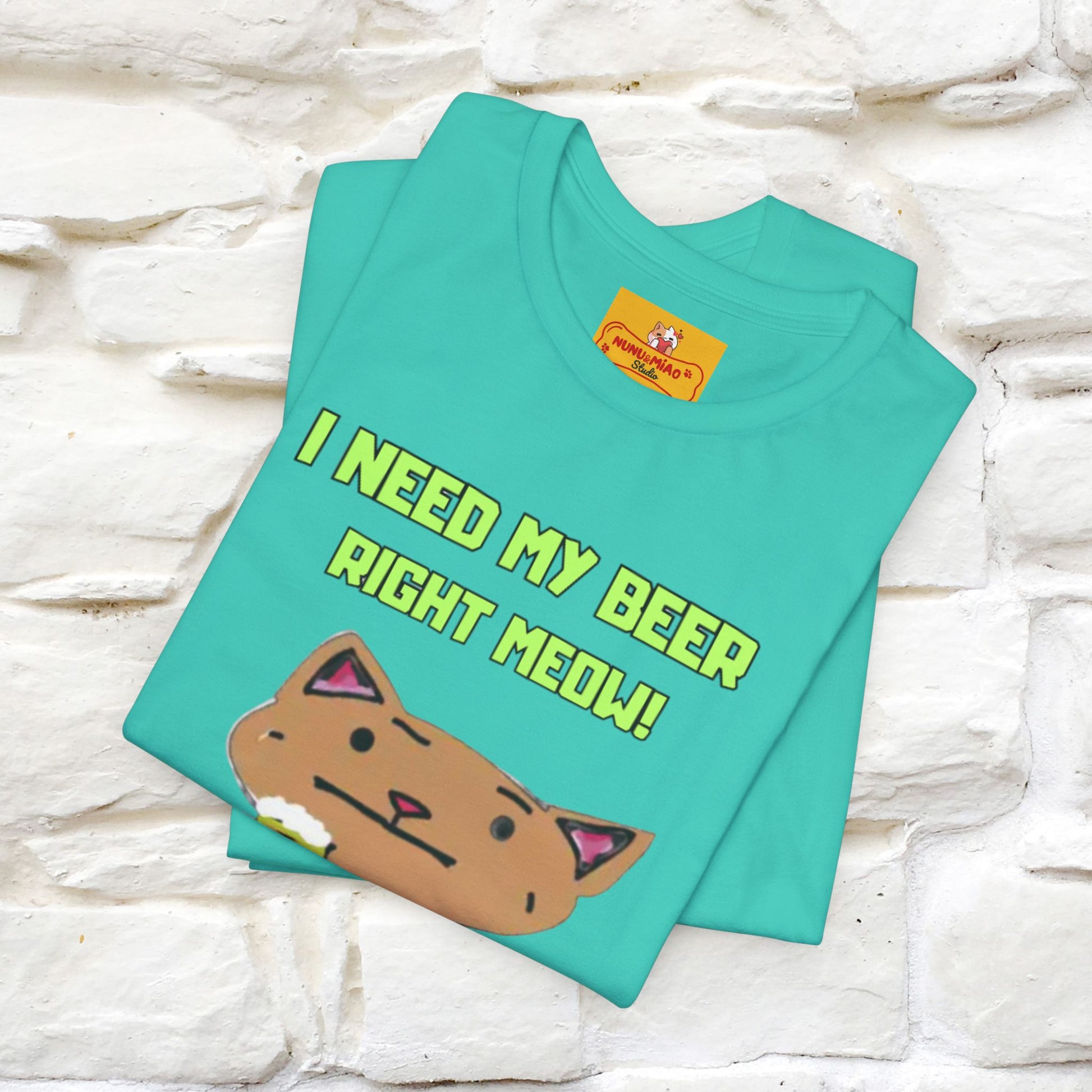 "I Need My Beer Right Meow!" Cat  T-shirt |Nunu&Miao Studio - Nunu&Miao Studio