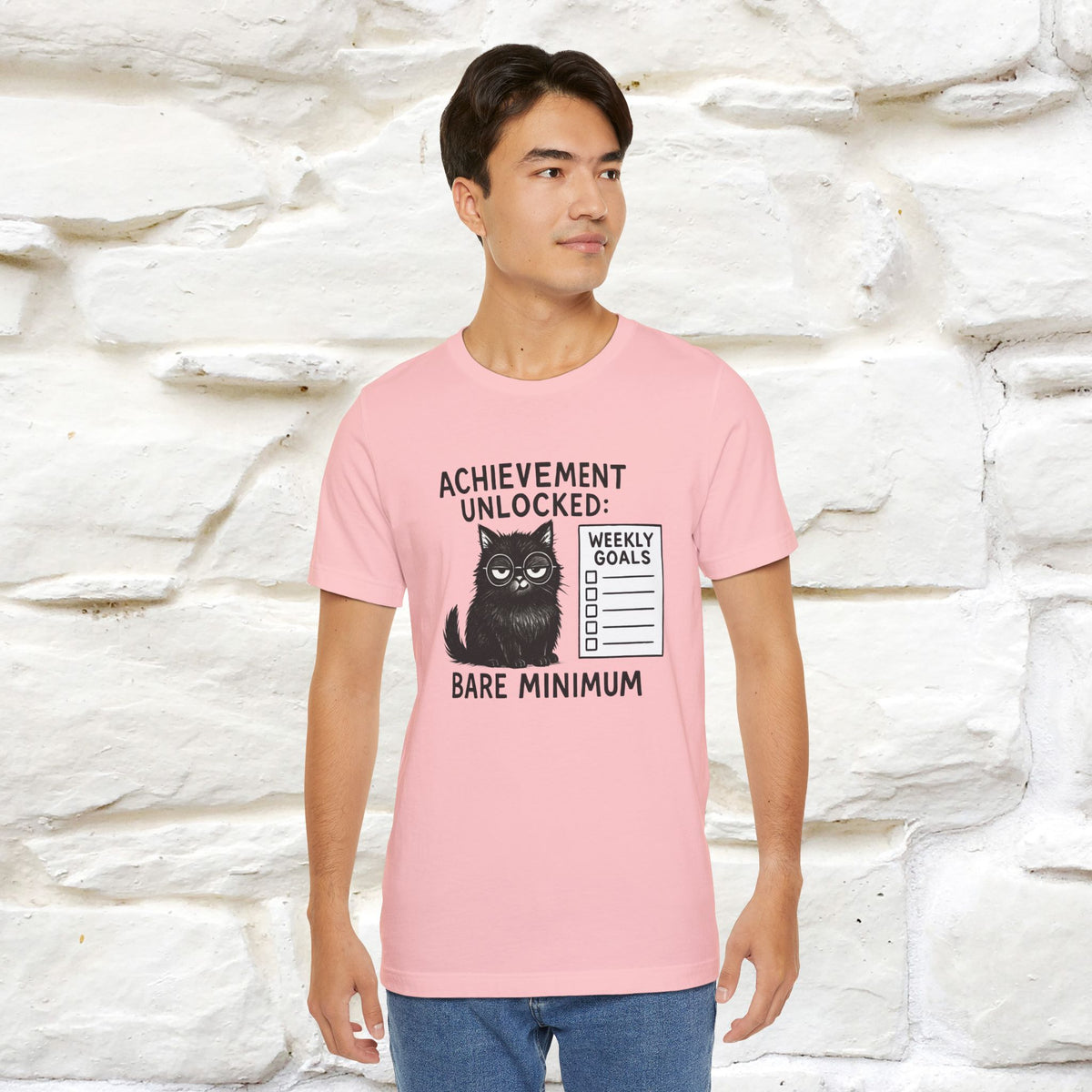 "Achievement Unlocked Bare Minimum." |Cat T-Shirt | Nunu&Miao Studio