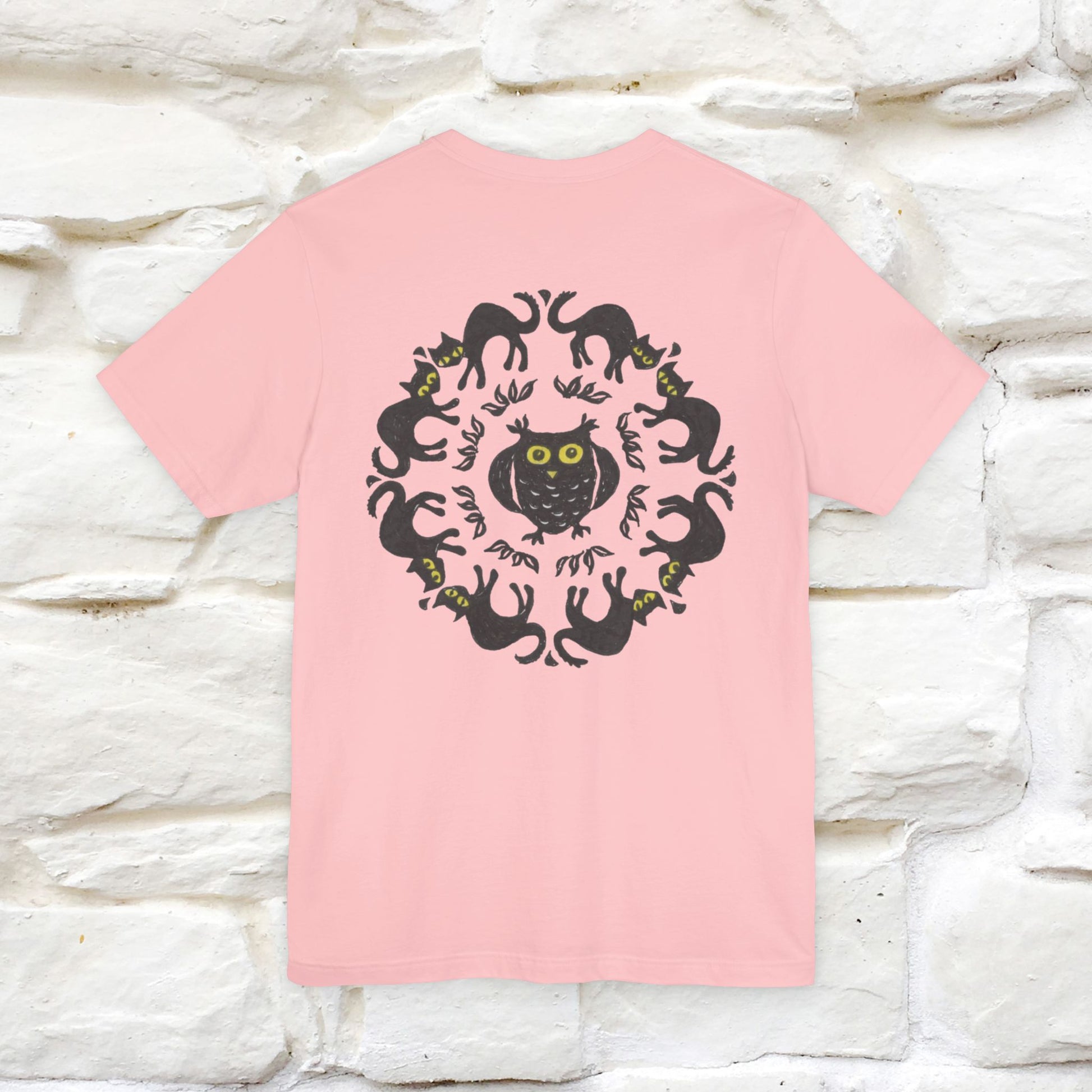 ''Black Cat Circle'' Cat T-Shirt Front and Back Design | Nunu&Miao Studio - Nunu&Miao Studio