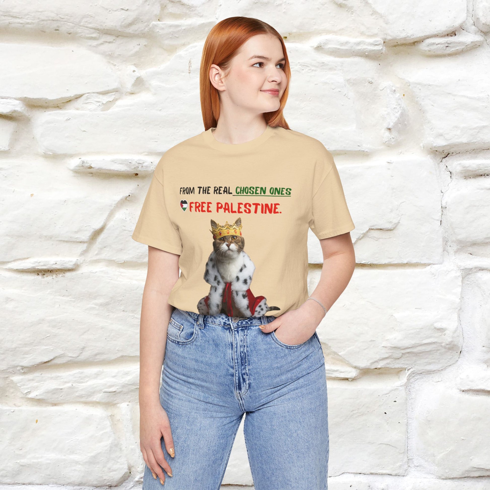 "From the real chosen ones  Free Palestine." Cat T-shirt |Nunu&Miao Studio - Nunu&Miao Studio