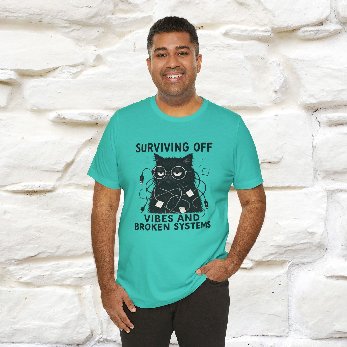 "Surviving Off...Vibes And Broken .. " |Cat T-Shirt | Nunu&Miao Studio - Nunu&Miao Studio