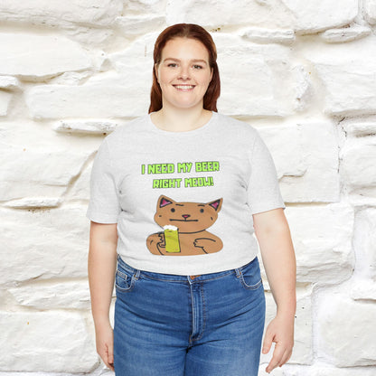 "I Need My Beer Right Meow!" Cat  T-shirt |Nunu&Miao Studio