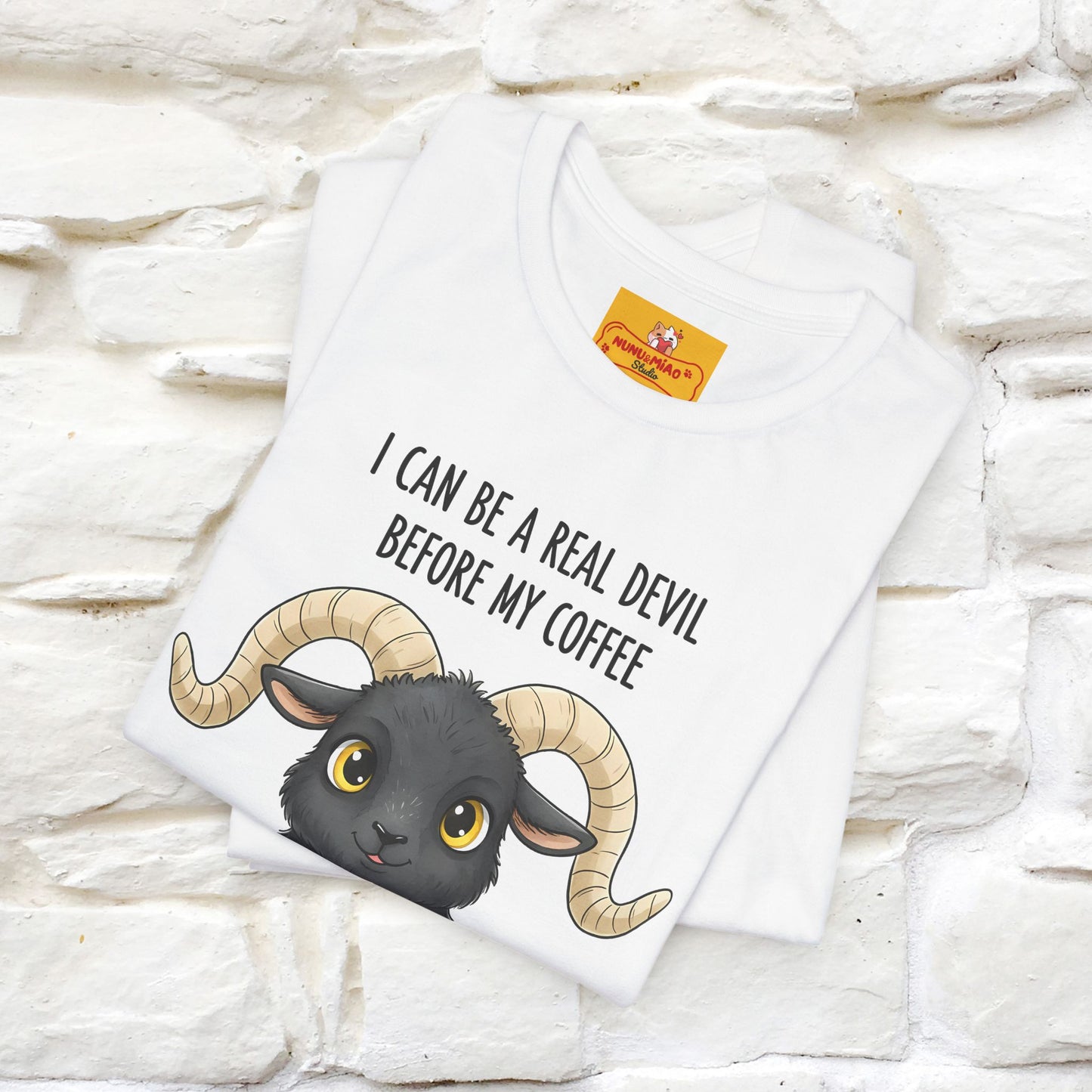 "I Can Be a Real Devil Before My Coffe" Funny T-shirt |Nunu&Miao Studio - Nunu&Miao Studio