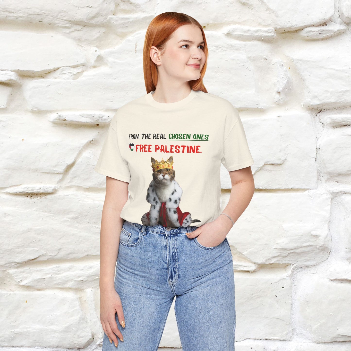 "From the real chosen ones  Free Palestine." Cat T-shirt |Nunu&Miao Studio - Nunu&Miao Studio