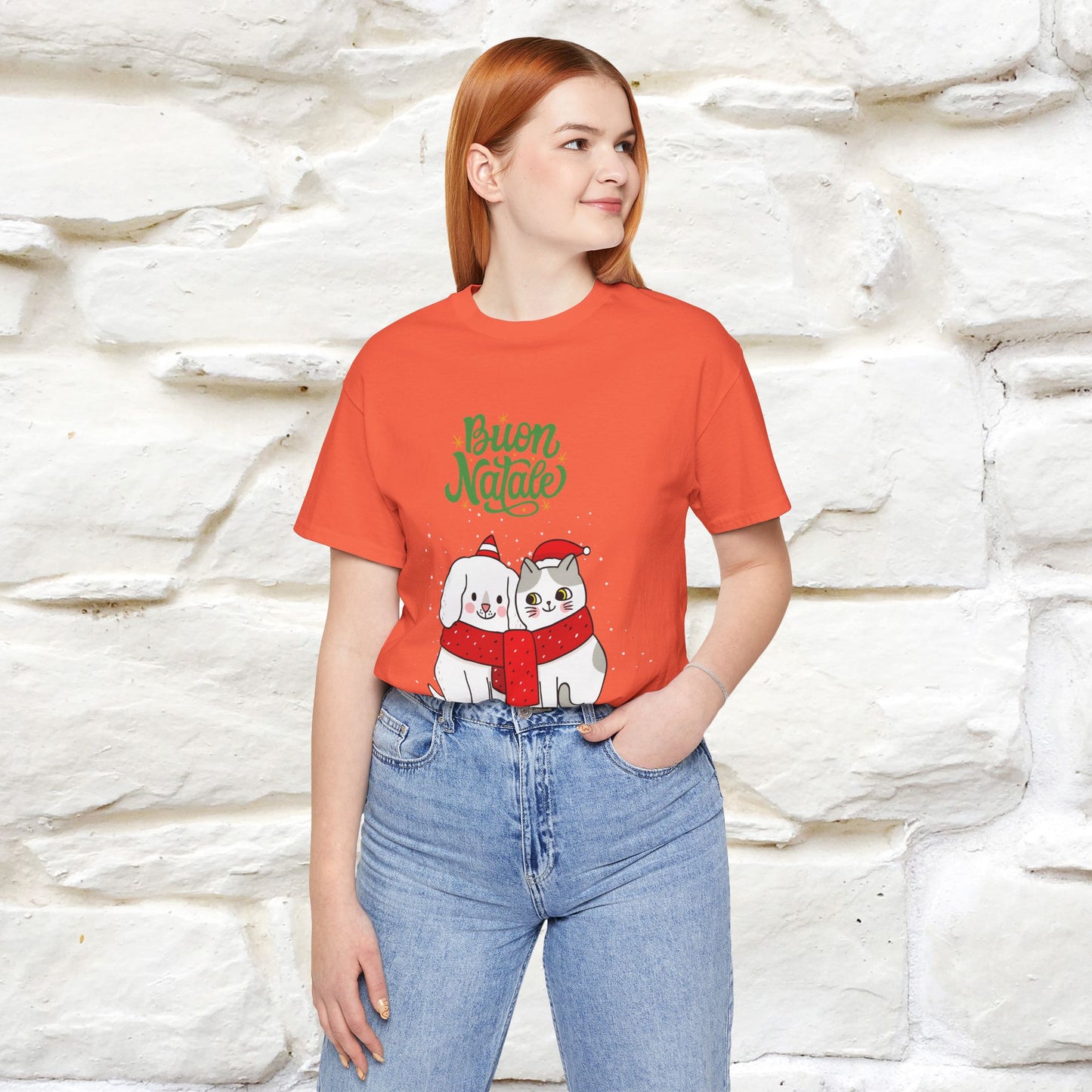 ''Buon Natale Cat and Dog'' Christmas T-shirt  | Nunu&Miao Studio - Nunu&Miao Studio