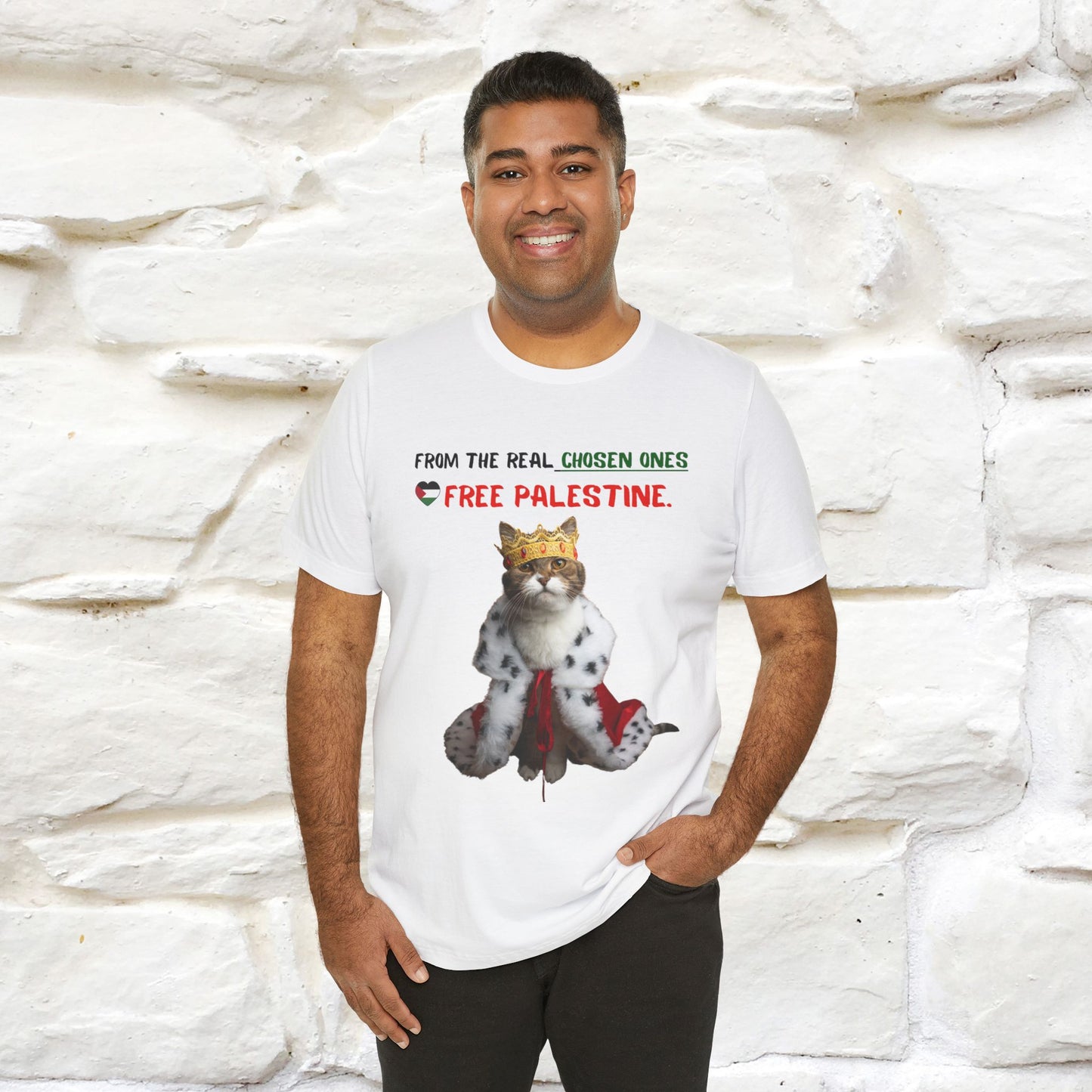 "From the real chosen ones  Free Palestine." Cat T-shirt |Nunu&Miao Studio - Nunu&Miao Studio