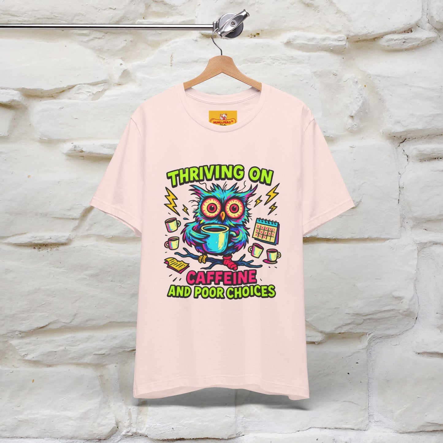 ''Thriving On Caffeine And Poor Choices''|  Sarcastic Cat T-Shirt | Nunu&Miao Studio