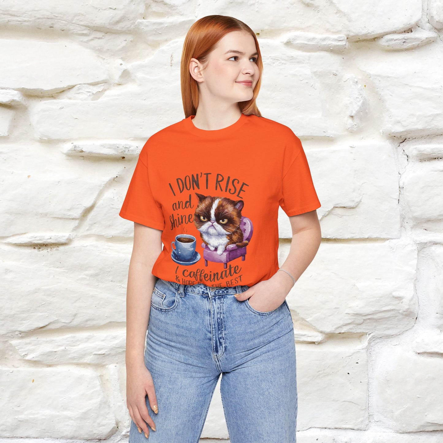 I Don’t Rise and Shine, I Caffeinate ....| Funny Cat T-Shirt| Nunu&Miao Studio - Nunu&Miao Studio