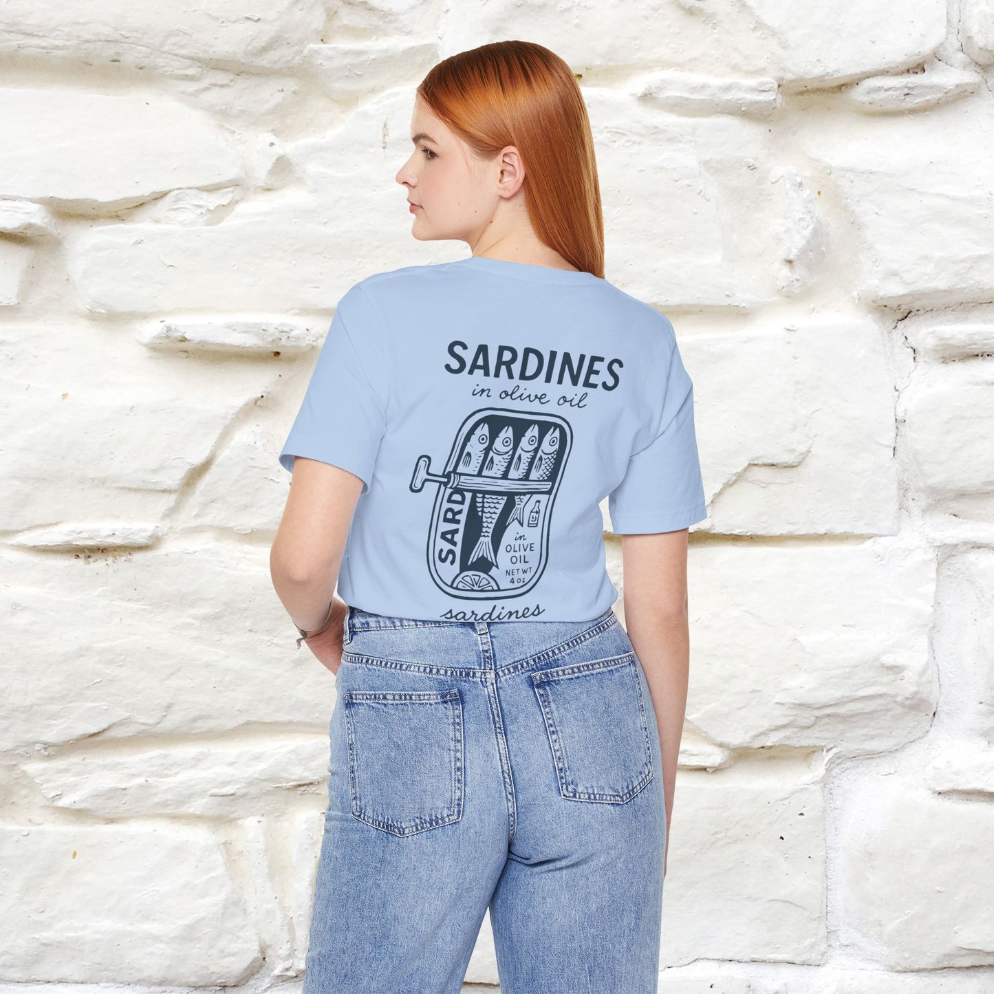 "Sardines In Olive Oil" Cute T-shirt | Front & Back Design|Nunu&Miao Studio - Nunu&Miao Studio
