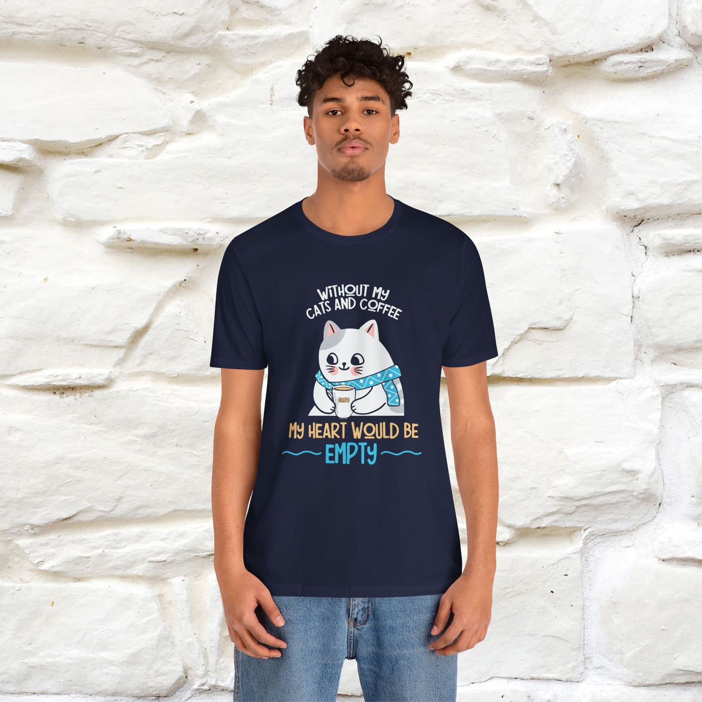 "Without My Cats and Coffee, My Heart Would Be Empty" Cat T-shirt | Nunu&Miao Studio - Nunu&Miao Studio