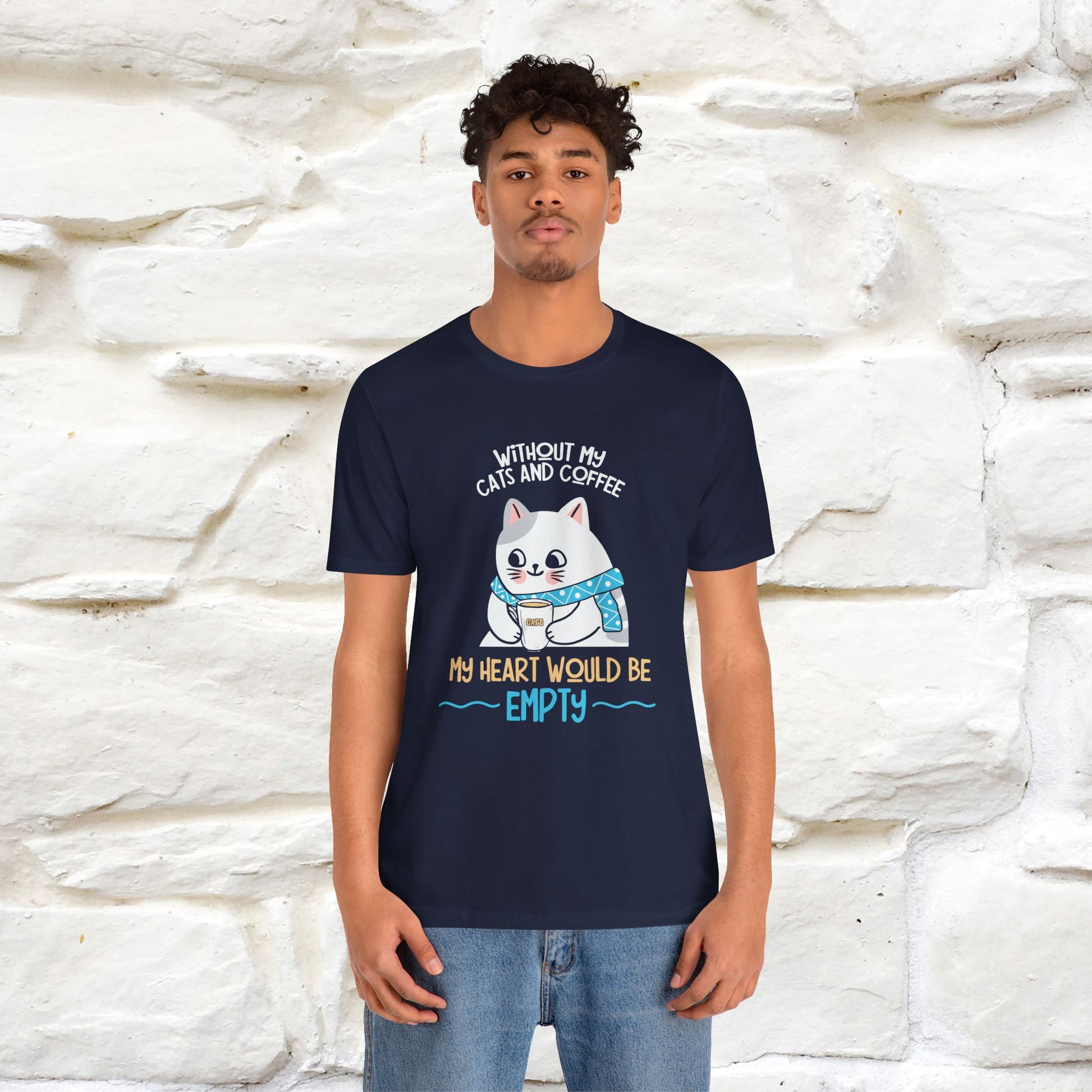"Without My Cats and Coffee, My Heart Would Be Empty" Cat T-shirt | Nunu&Miao Studio - Nunu&Miao Studio