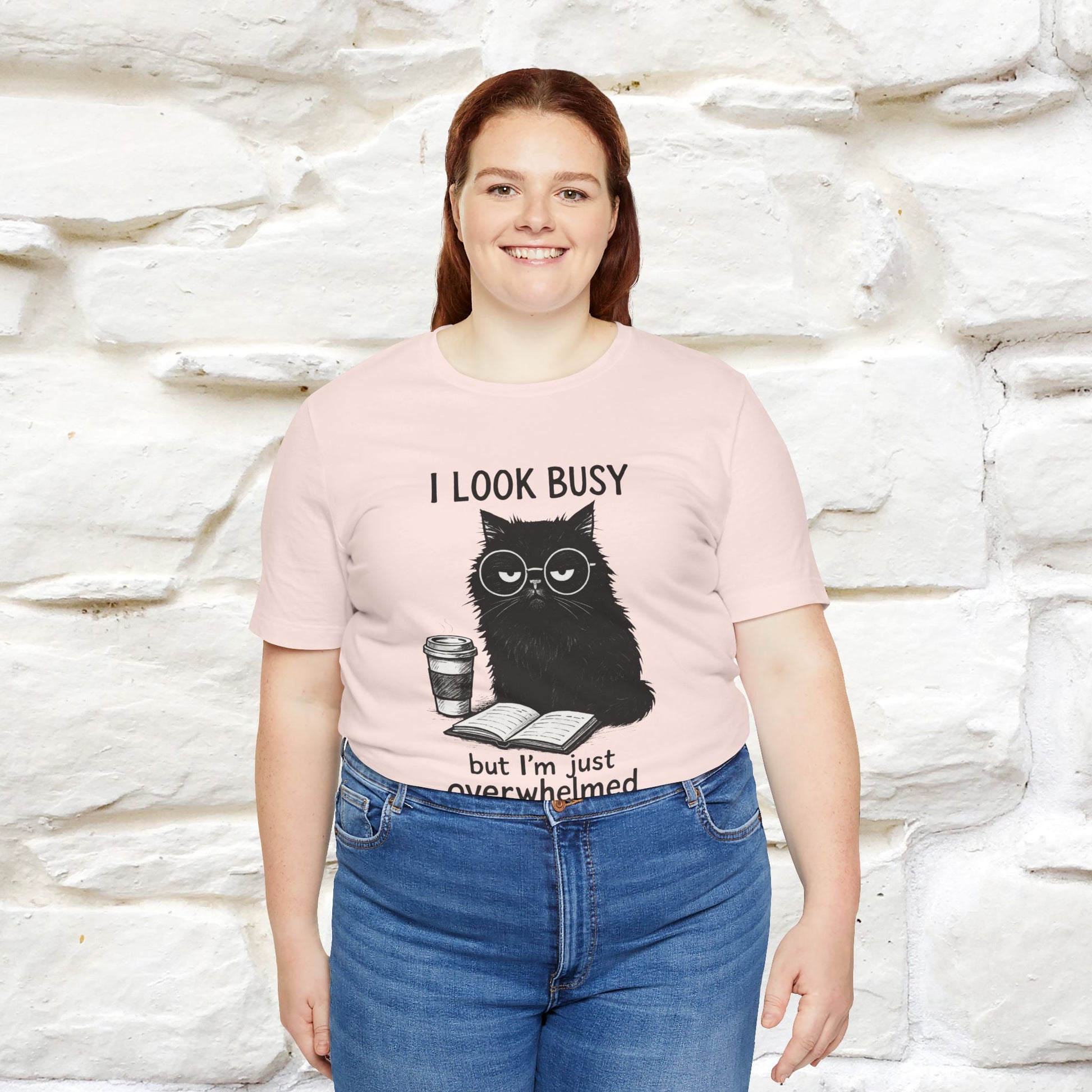 "I Look Busy But I'm Just Overwhelmed" |Cat T-Shirt | Nunu&Miao Studio - Nunu&Miao Studio