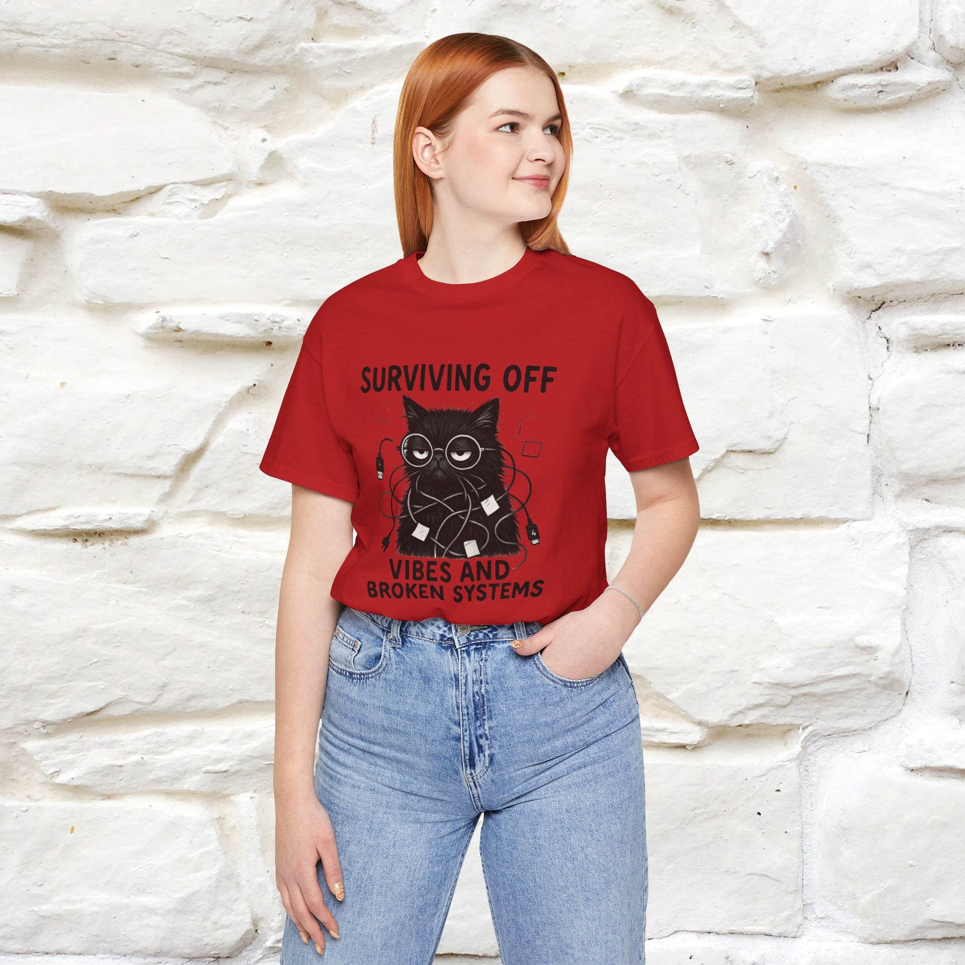 "Surviving Off...Vibes And Broken .. " |Cat T-Shirt | Nunu&Miao Studio - Nunu&Miao Studio