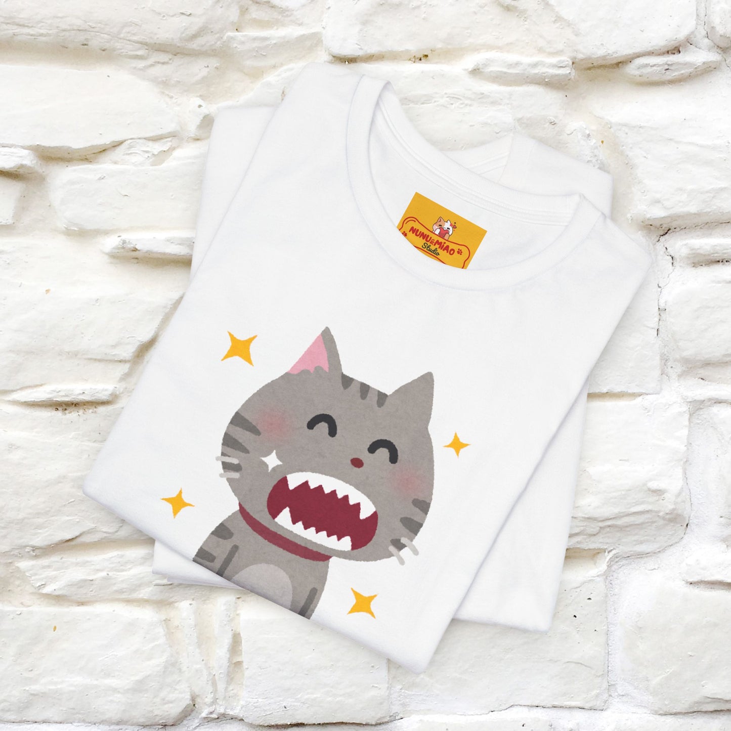 "Smile, Sparkle, Shine" Cat T-Shirt | Front & Back Design | Nunu&Miao Studio - Nunu&Miao Studio