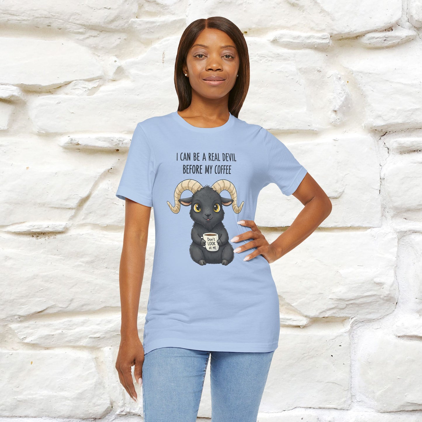 "I Can Be a Real Devil Before My Coffe" Funny T-shirt |Nunu&Miao Studio - Nunu&Miao Studio