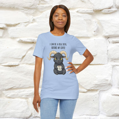 "I Can Be a Real Devil Before My Coffe" Funny T-shirt |Nunu&Miao Studio - Nunu&Miao Studio