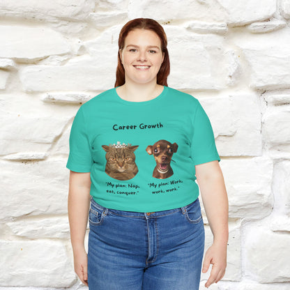 "Career Growth: Cat vs. Dog" | Cat T-Shirt | Nunu&Miao Studio - Nunu&Miao Studio