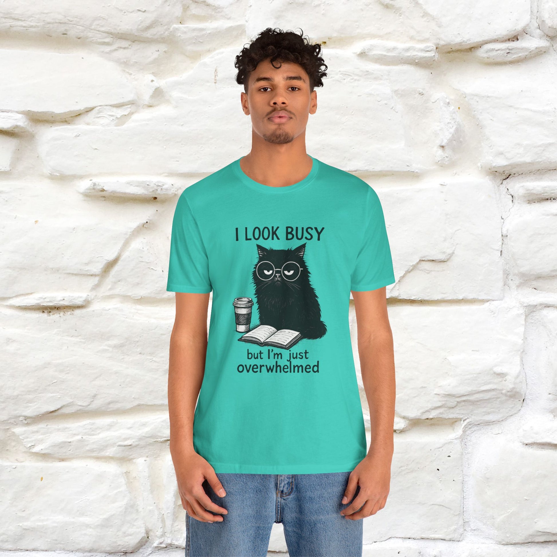 "I Look Busy But I'm Just Overwhelmed" |Cat T-Shirt | Nunu&Miao Studio - Nunu&Miao Studio