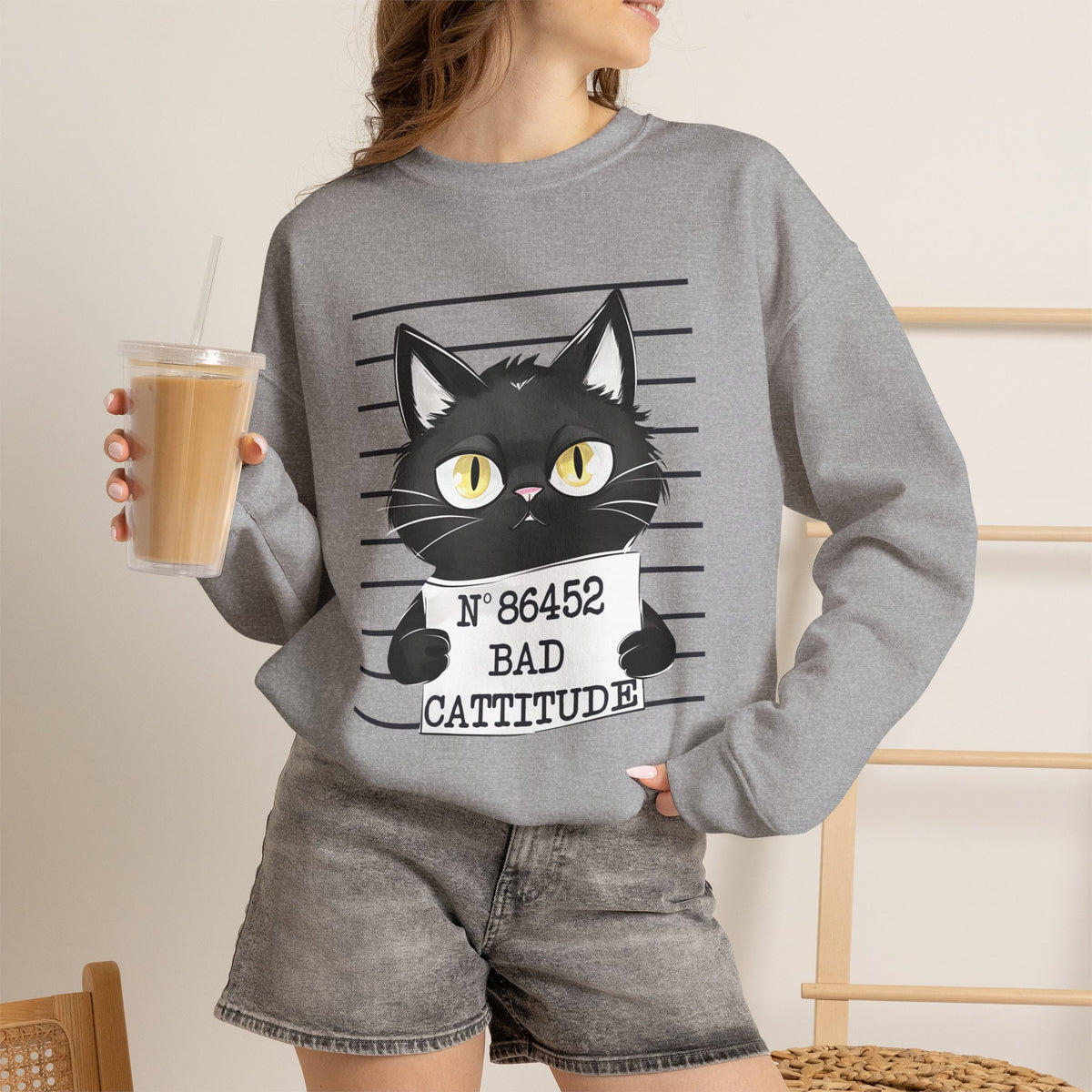 ''Bad Cattitude'' |Cat Sweatshirt | Nunu&Miao Studio