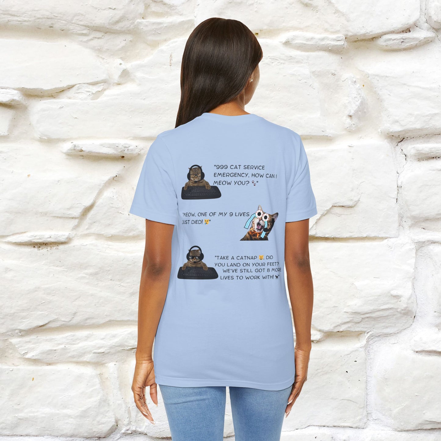 ''911 Emergency'' | Front & Back Design | Cat T-Shirt | Nunu&Miao Studio - Nunu&Miao Studio