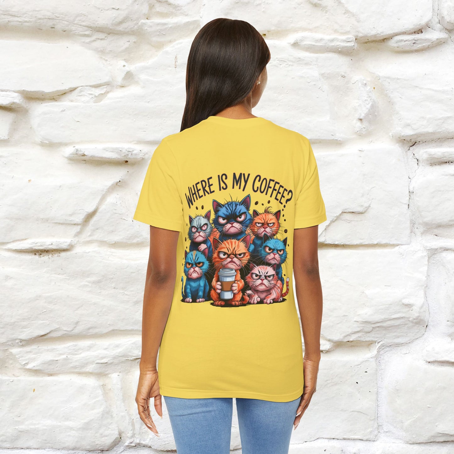 "Where Is My Coffe?" Cat T-Shirt | Front & Back Design | Nunu&Miao Studio