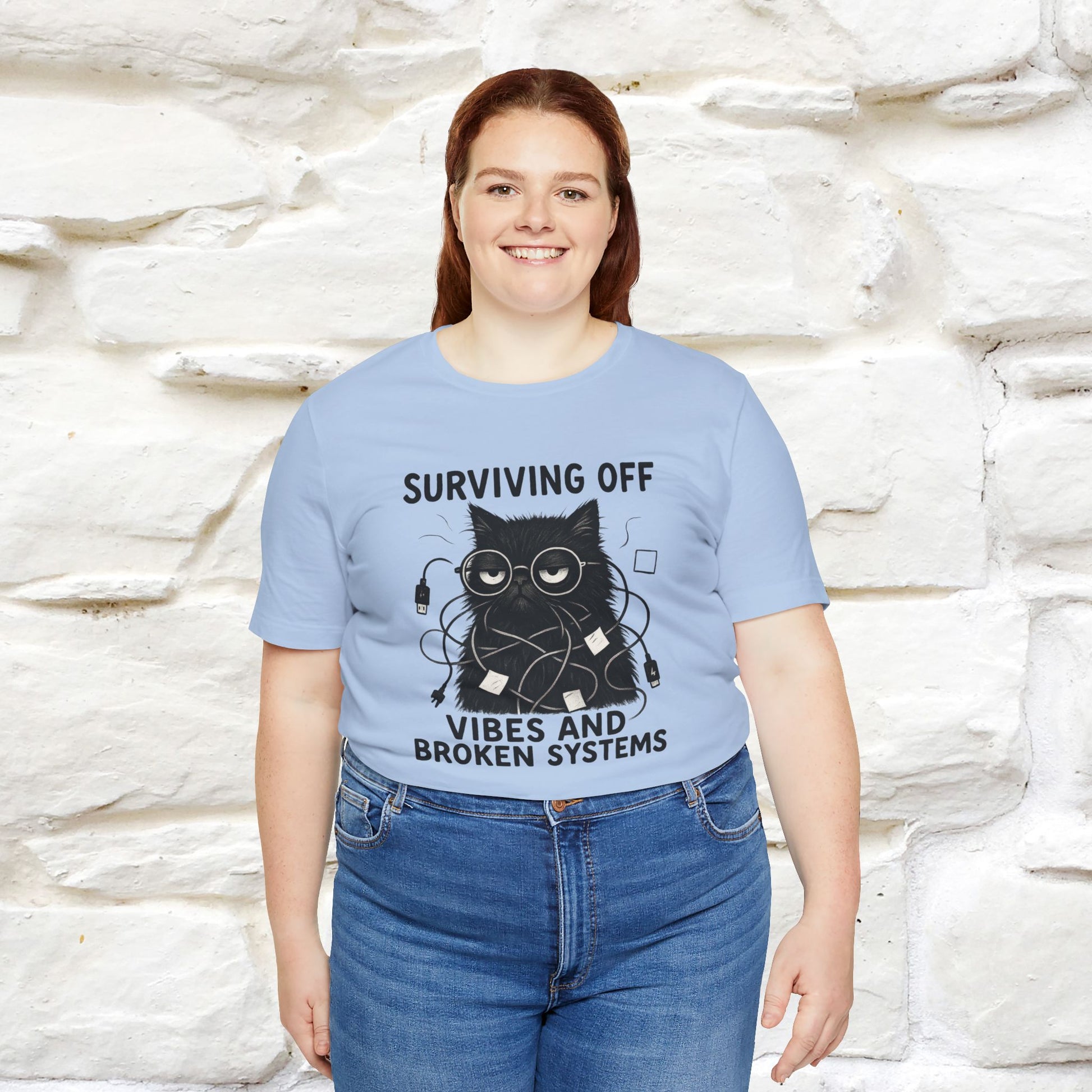 "Surviving Off...Vibes And Broken .. " |Cat T-Shirt | Nunu&Miao Studio - Nunu&Miao Studio