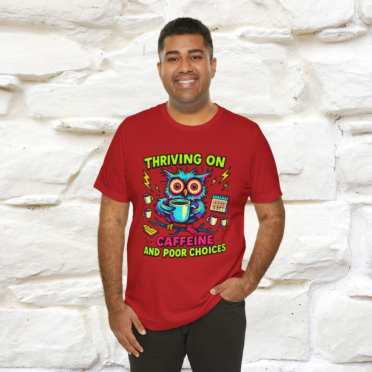 ''Thriving On Caffeine And Poor Choices''|  Sarcastic Cat T-Shirt | Nunu&Miao Studio