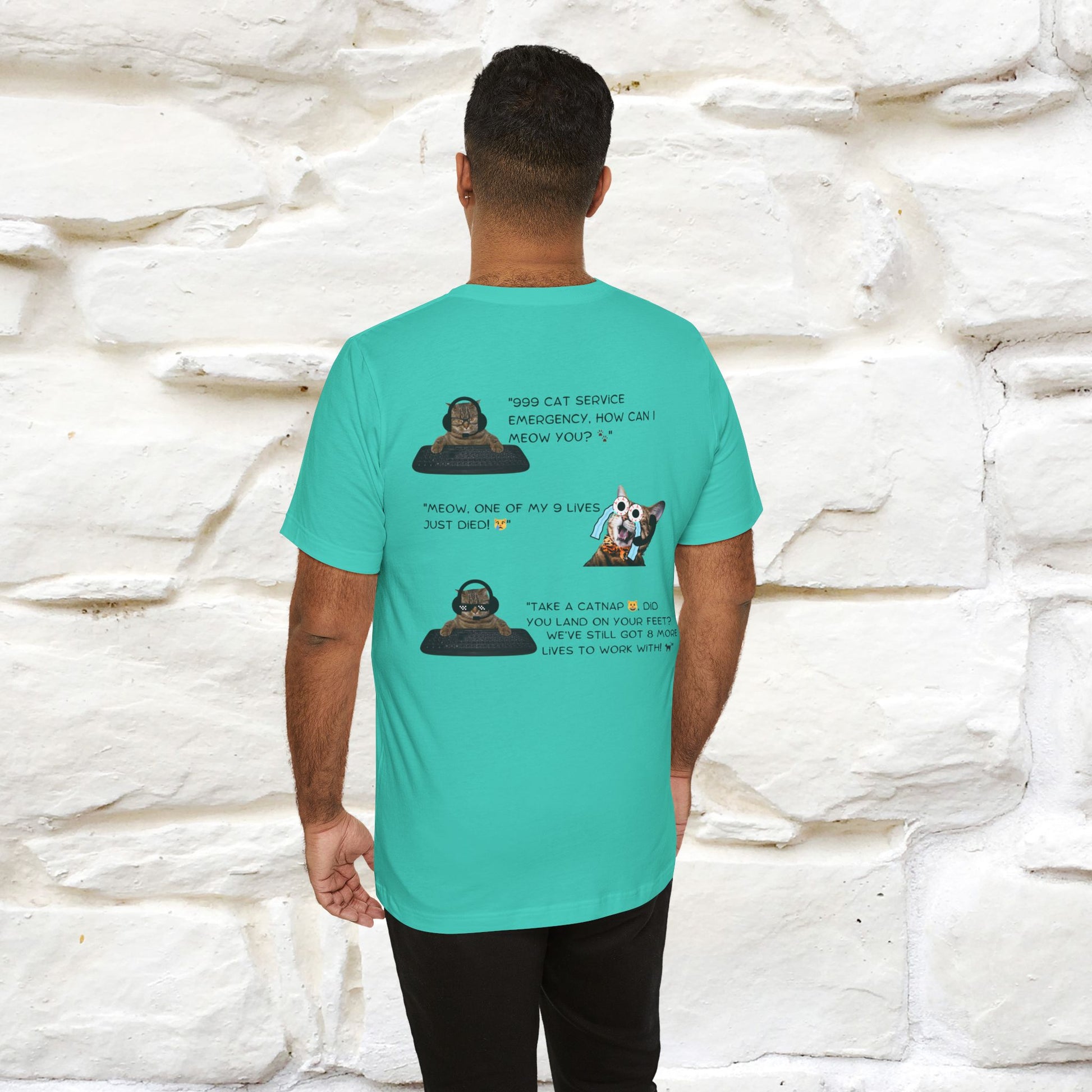''911 Emergency'' | Front & Back Design | Cat T-Shirt | Nunu&Miao Studio - Nunu&Miao Studio