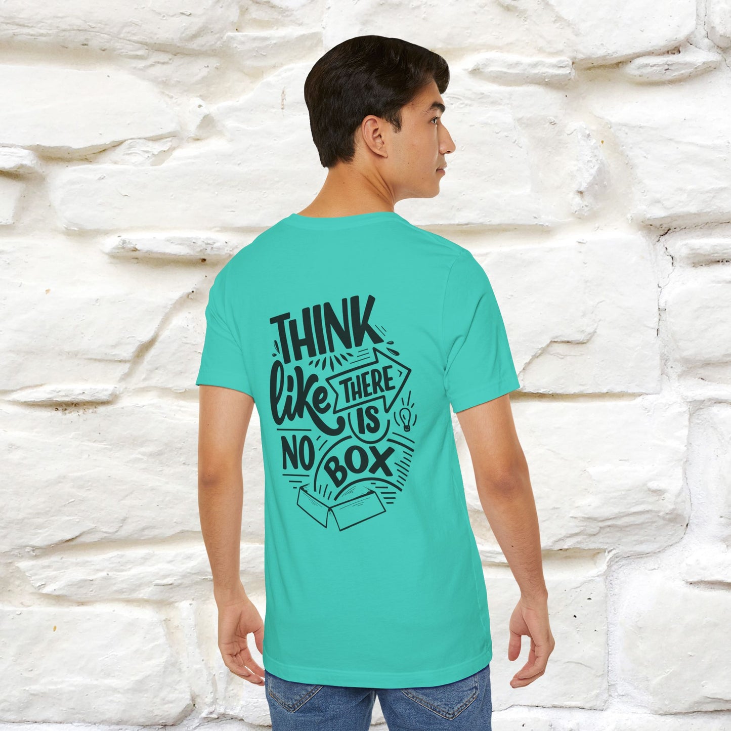 "Think Like There Is No Box" Cat T-Shirt| Front & Back Design | Nunu&Miao Studio - Nunu&Miao Studio