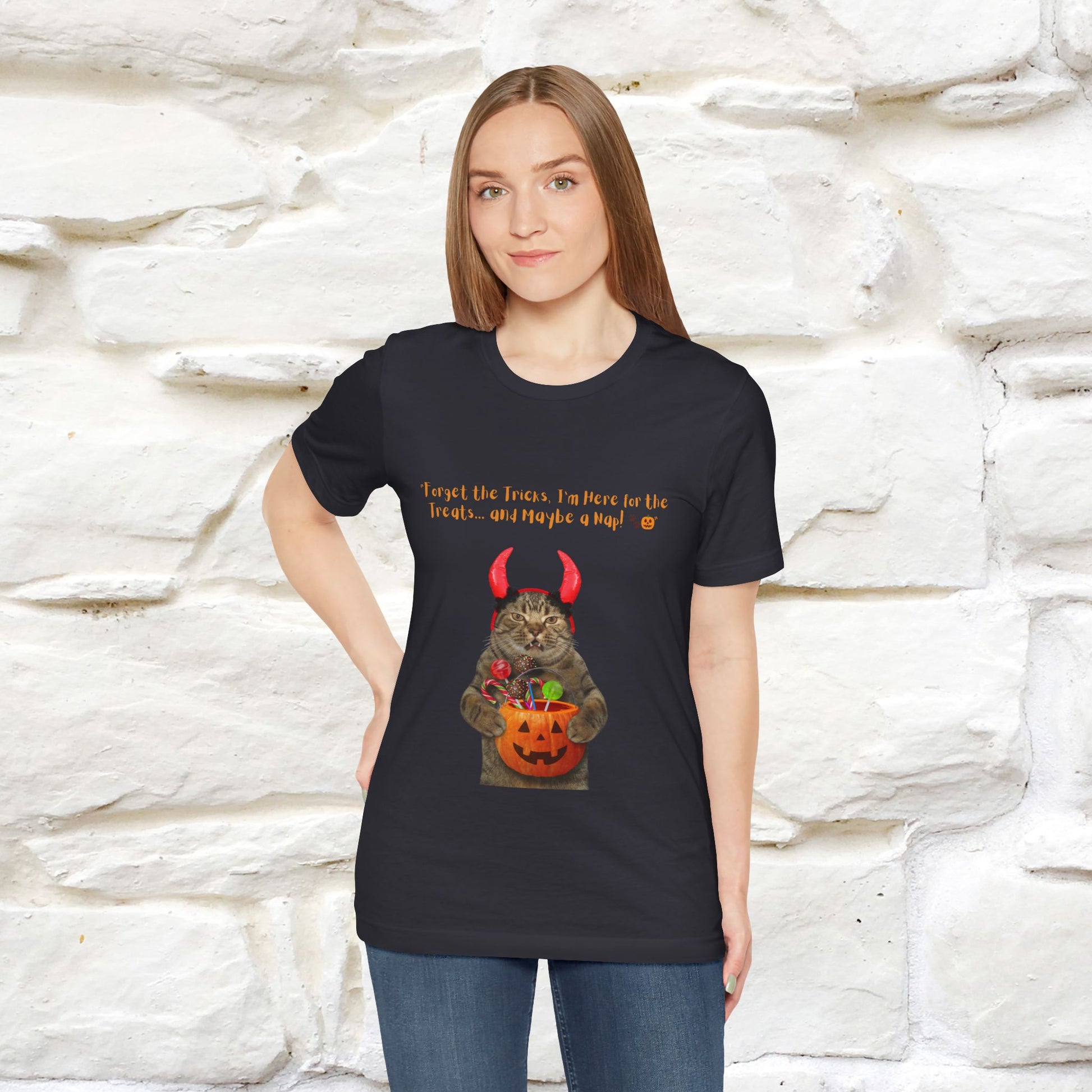 ''Forget The Tricks I am Here For The Treats ...And Maybe A Nap!'' Cat T-shirt for Men and Women  100% Cotton* - Nunu&Miao Studio