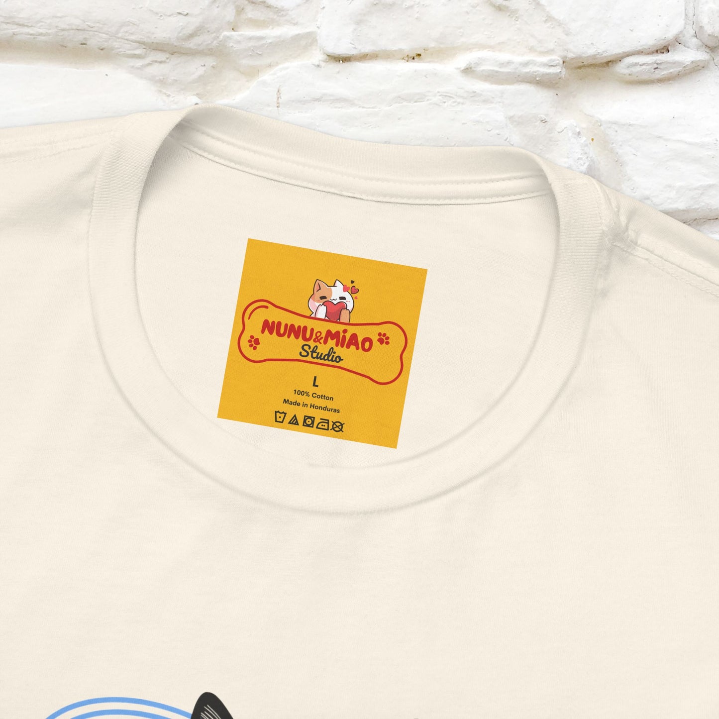 ''Pink and Blu'' Cat T-Shirt Front and Back Design | Nunu&Miao Studio - Nunu&Miao Studio