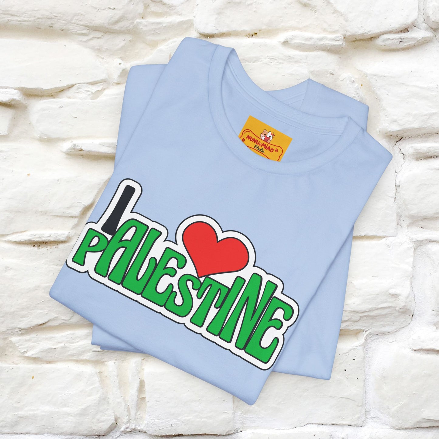 "I Love Palestine" Cat T-shirt | Front & Back Design |Nunu&Miao Studio - Nunu&Miao Studio