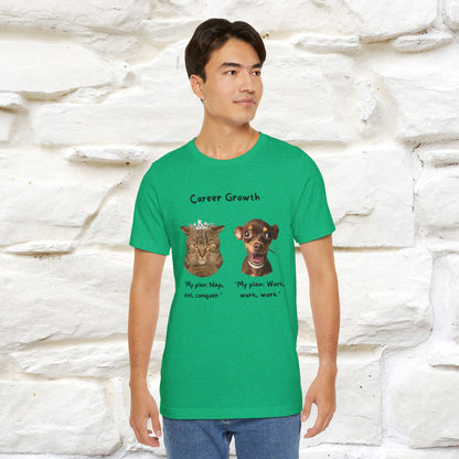 "Career Growth: Cat vs. Dog" | Cat T-Shirt | Nunu&Miao Studio - Nunu&Miao Studio