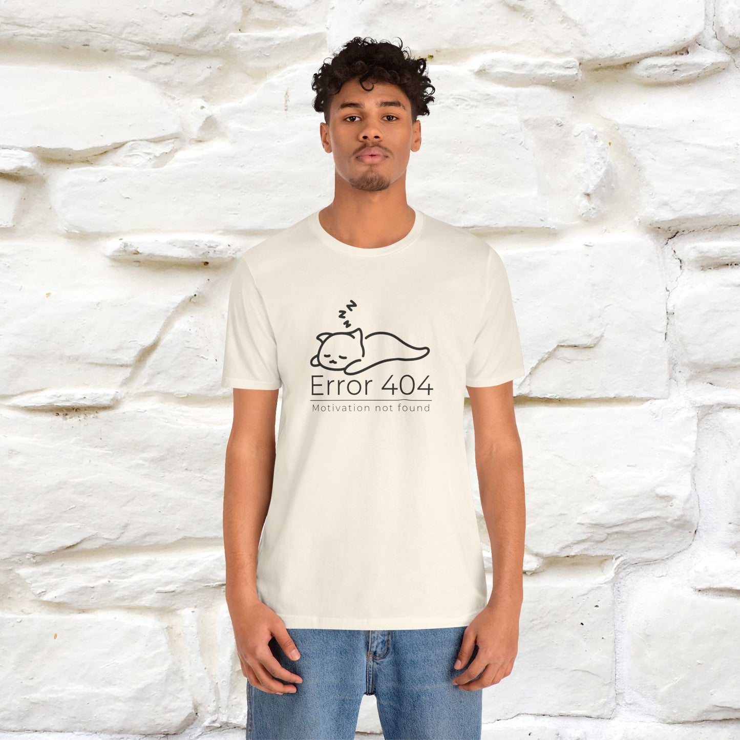 ''Error 404 Motivation Not Found'' Cat T-Shirt Front and Back Design | Nunu&Miao Studio - Nunu&Miao Studio