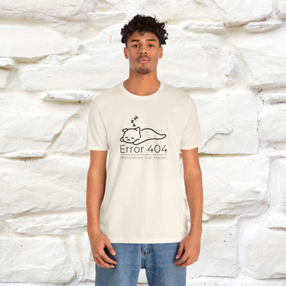 ''Error 404 Motivation Not Found'' Cat T-Shirt Front and Back Design | Nunu&Miao Studio - Nunu&Miao Studio