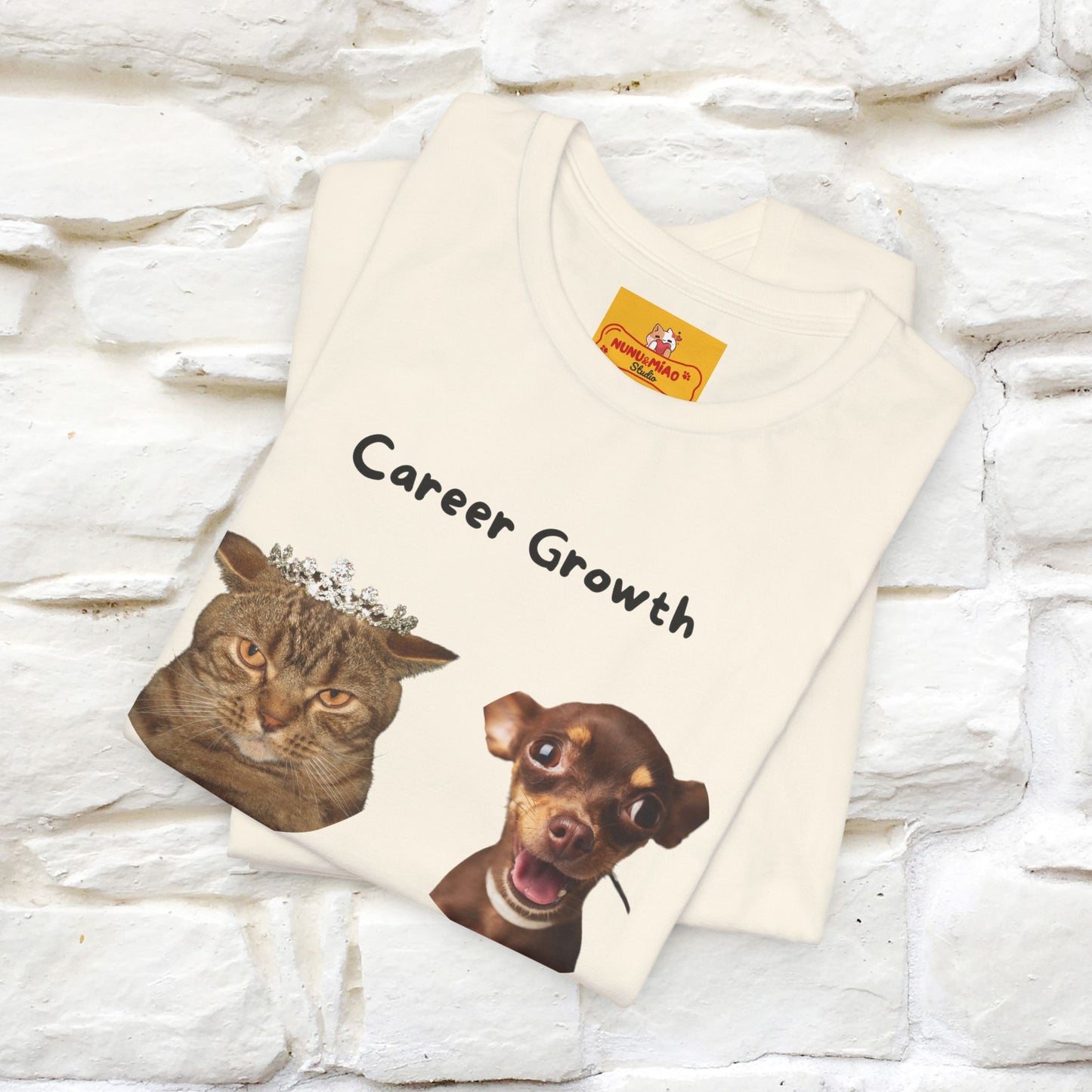 "Career Growth: Cat vs. Dog" | Cat T-Shirt | Nunu&Miao Studio - Nunu&Miao Studio