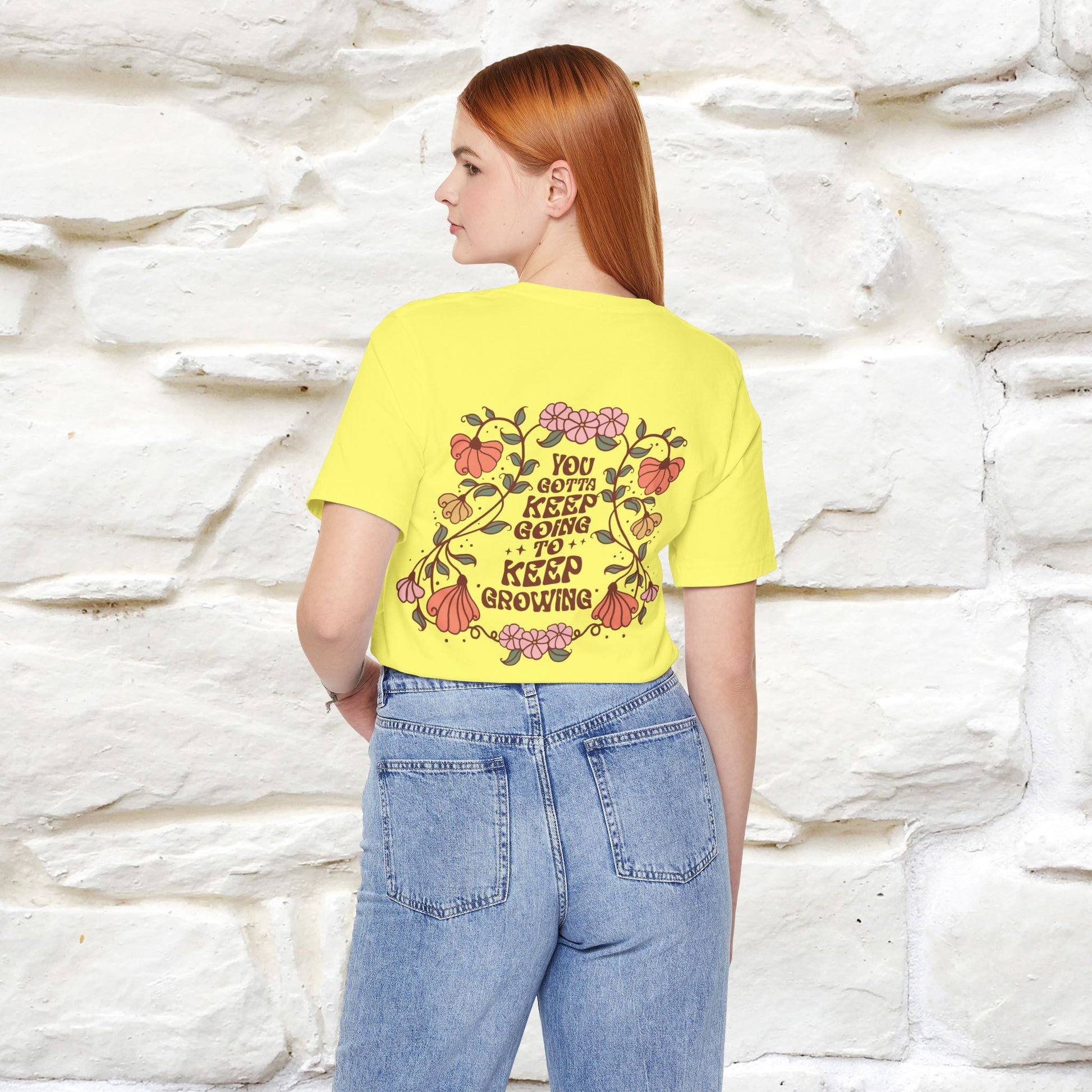 ''You Gotta Keep Going To Keep Growing" Cat T-Shirt| Front & Back Design | Nunu&Miao Studio - Nunu&Miao Studio