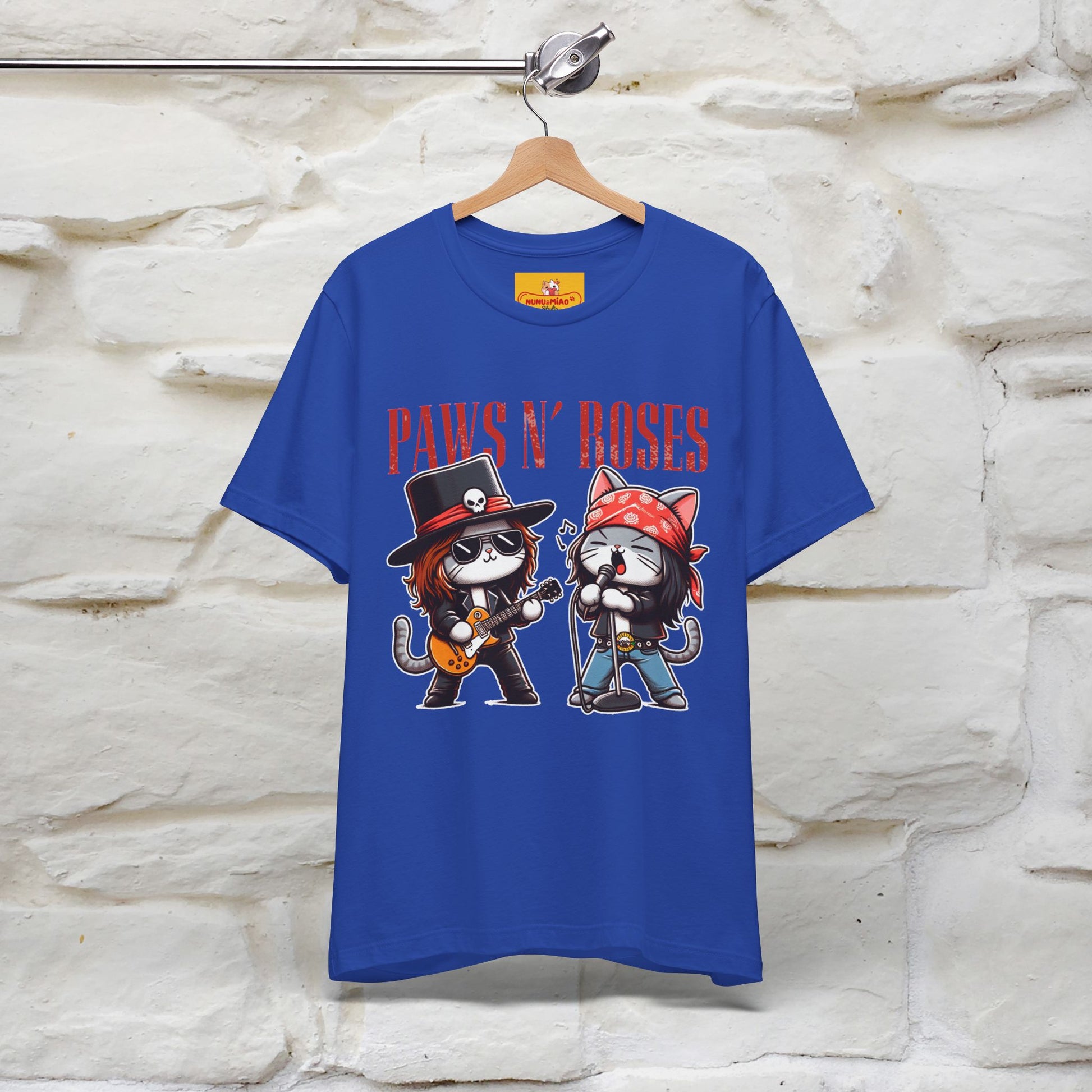Paws N' Roses T-Shirt | Rock-Inspired Cat Lover  | Nunu&Miao Studio - Nunu&Miao Studio