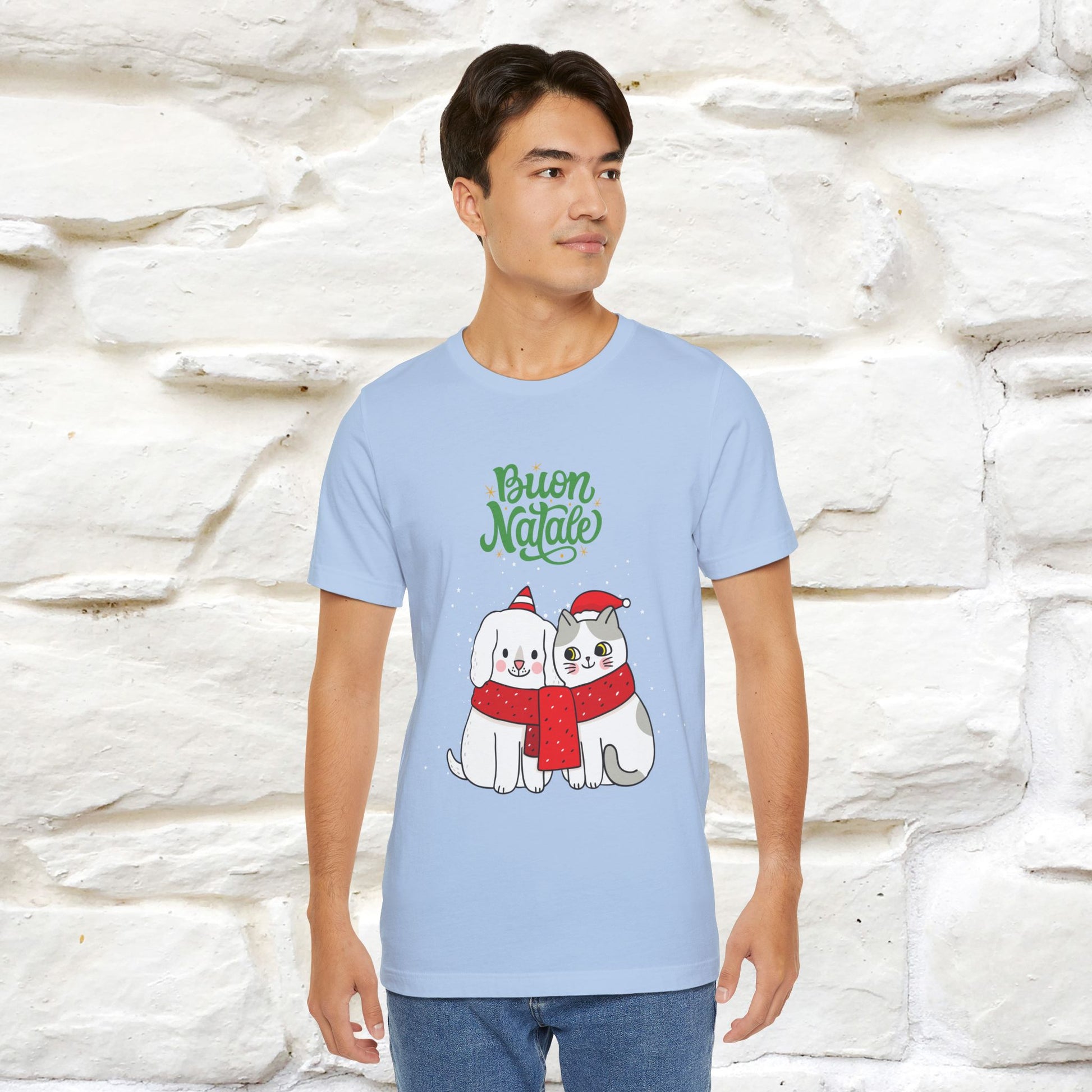 ''Buon Natale Cat and Dog'' Christmas T-shirt  | Nunu&Miao Studio - Nunu&Miao Studio