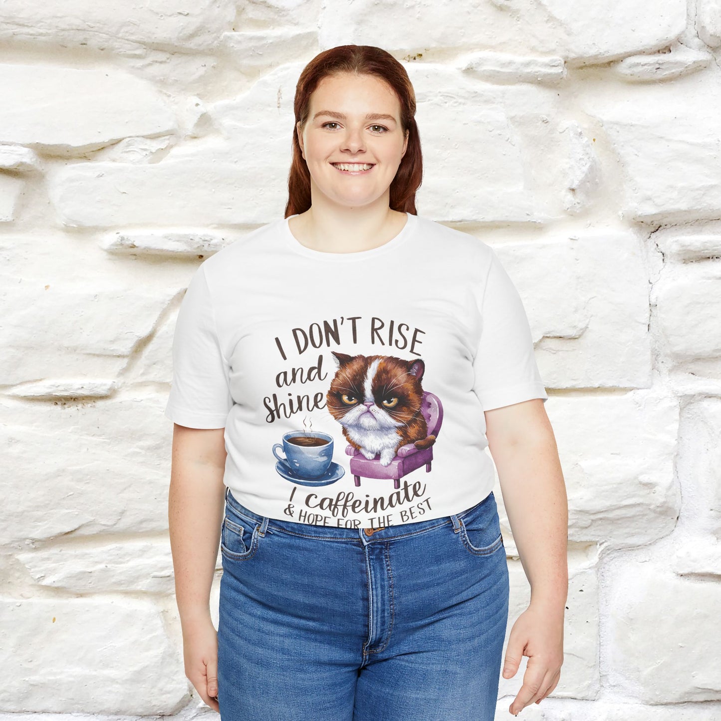 I Don’t Rise and Shine, I Caffeinate ....| Funny Cat T-Shirt| Nunu&Miao Studio - Nunu&Miao Studio