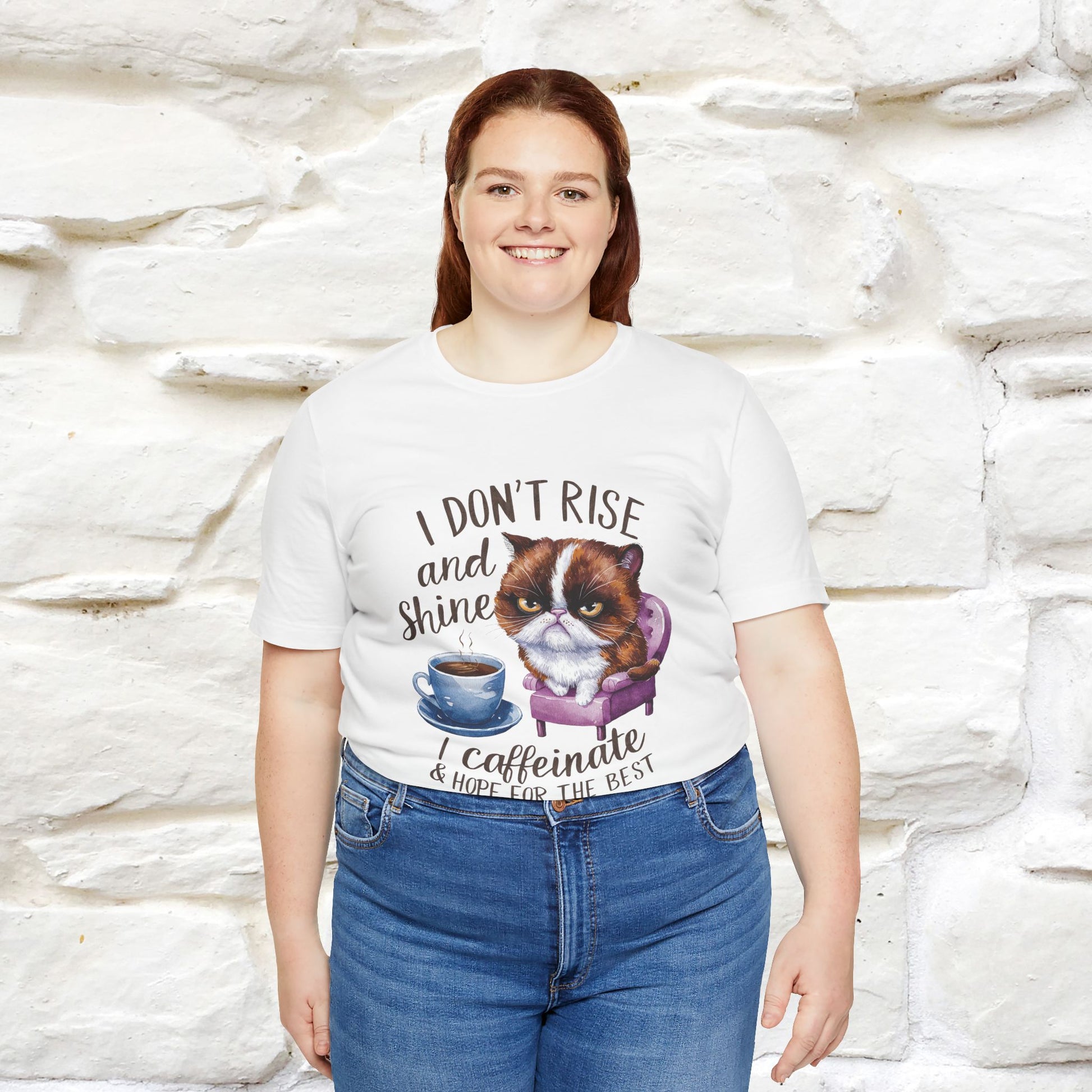 I Don’t Rise and Shine, I Caffeinate ....| Funny Cat T-Shirt| Nunu&Miao Studio - Nunu&Miao Studio