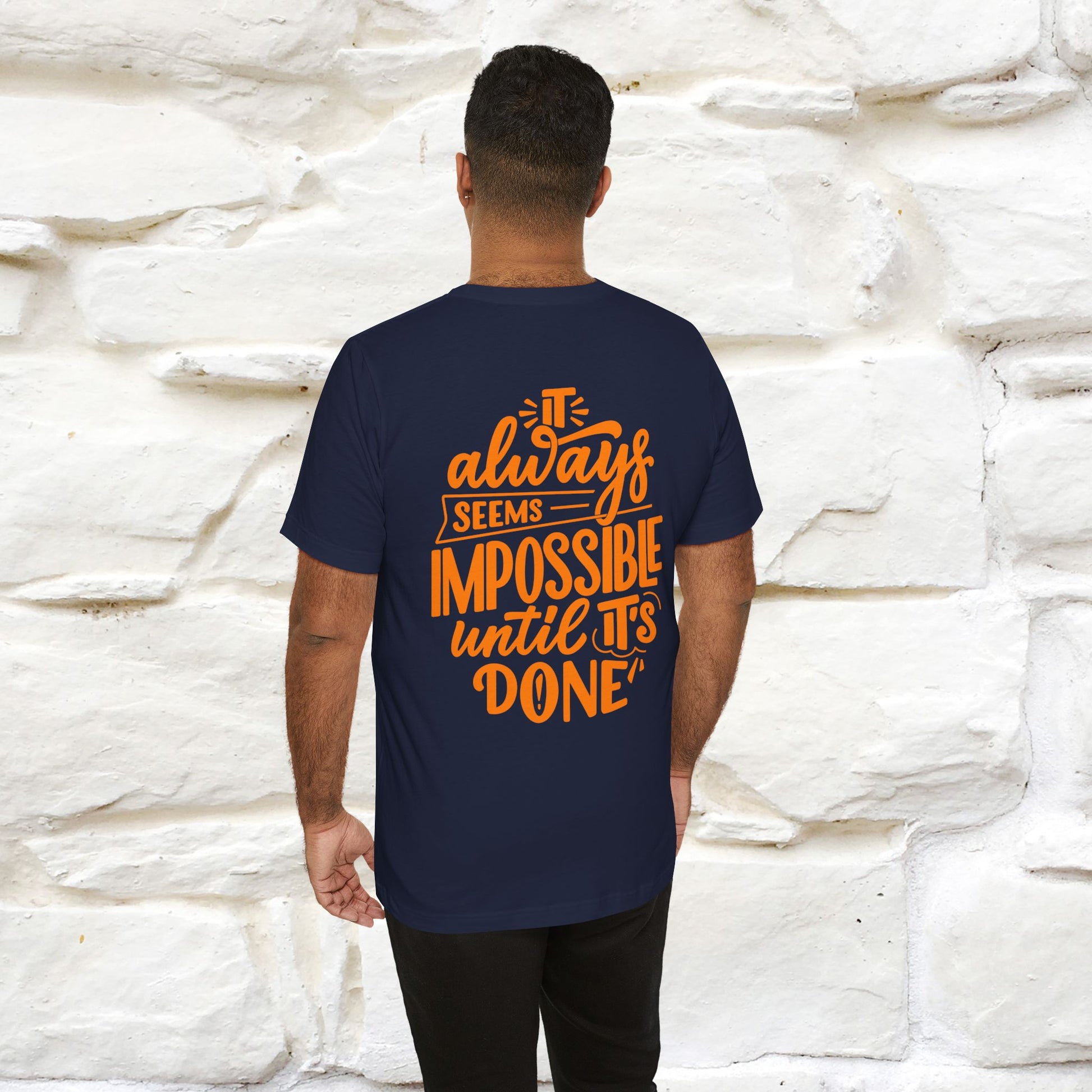 "It Always Seems Impossible Until It’s Done" Cat T-Shirt| Front & Back Design | Nunu&Miao Studio - Nunu&Miao Studio