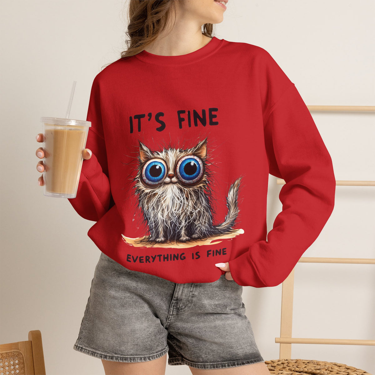 "It's Fine'' |Cat Sweatshirt | Nunu&Miao Studio
