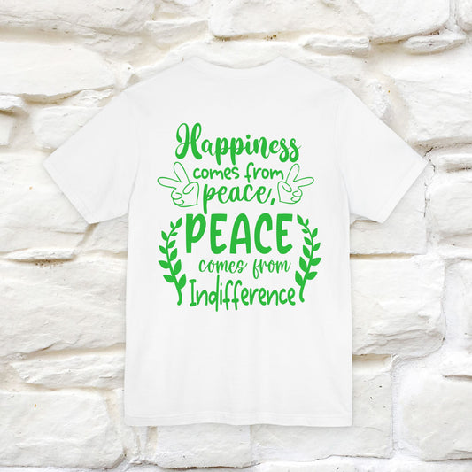 "Happiness Comes From Peace, Peace Comes From Indifference" Cat T-Shirt| Front & Back Design | Nunu&Miao Studio - Nunu&Miao Studio