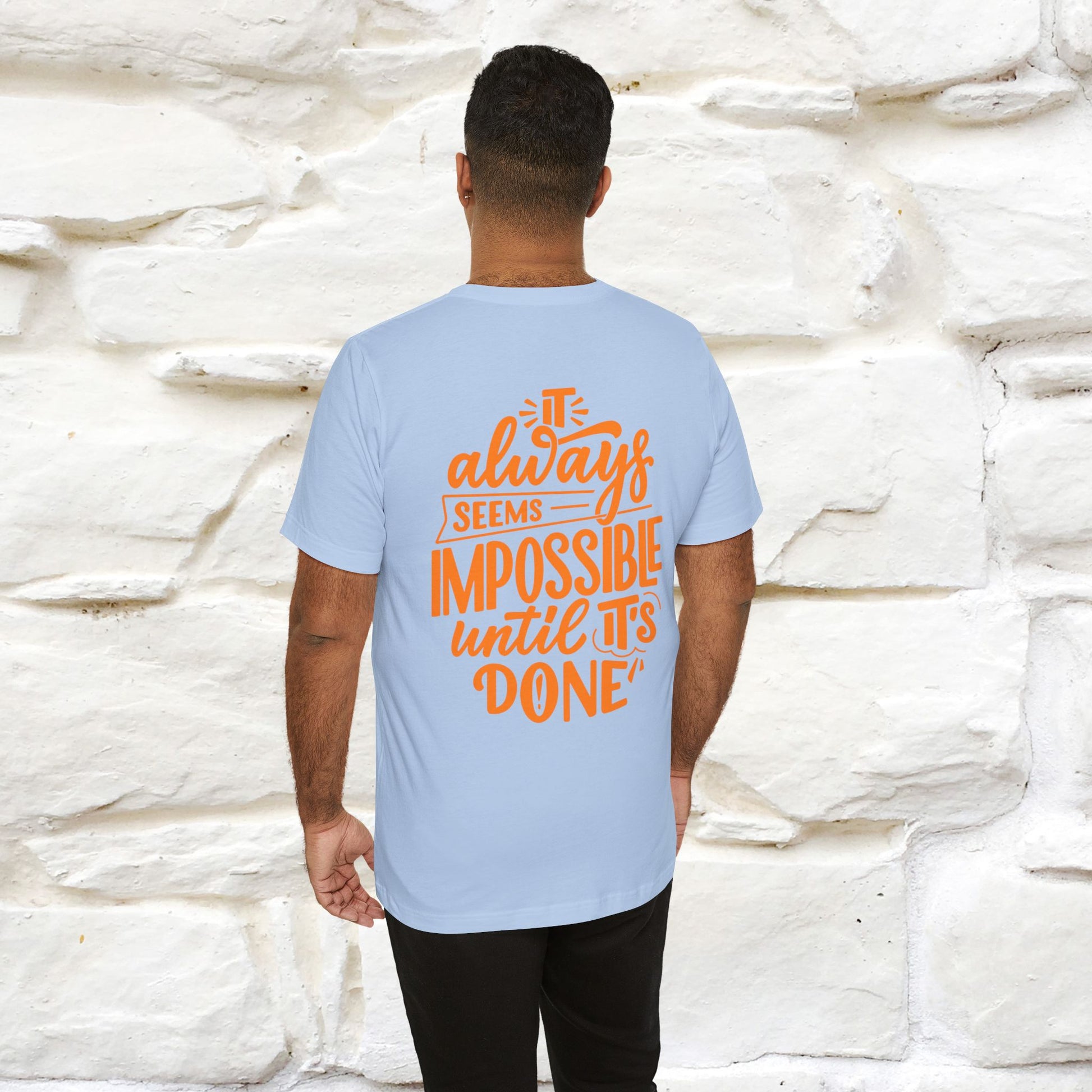 "It Always Seems Impossible Until It’s Done" Cat T-Shirt| Front & Back Design | Nunu&Miao Studio - Nunu&Miao Studio