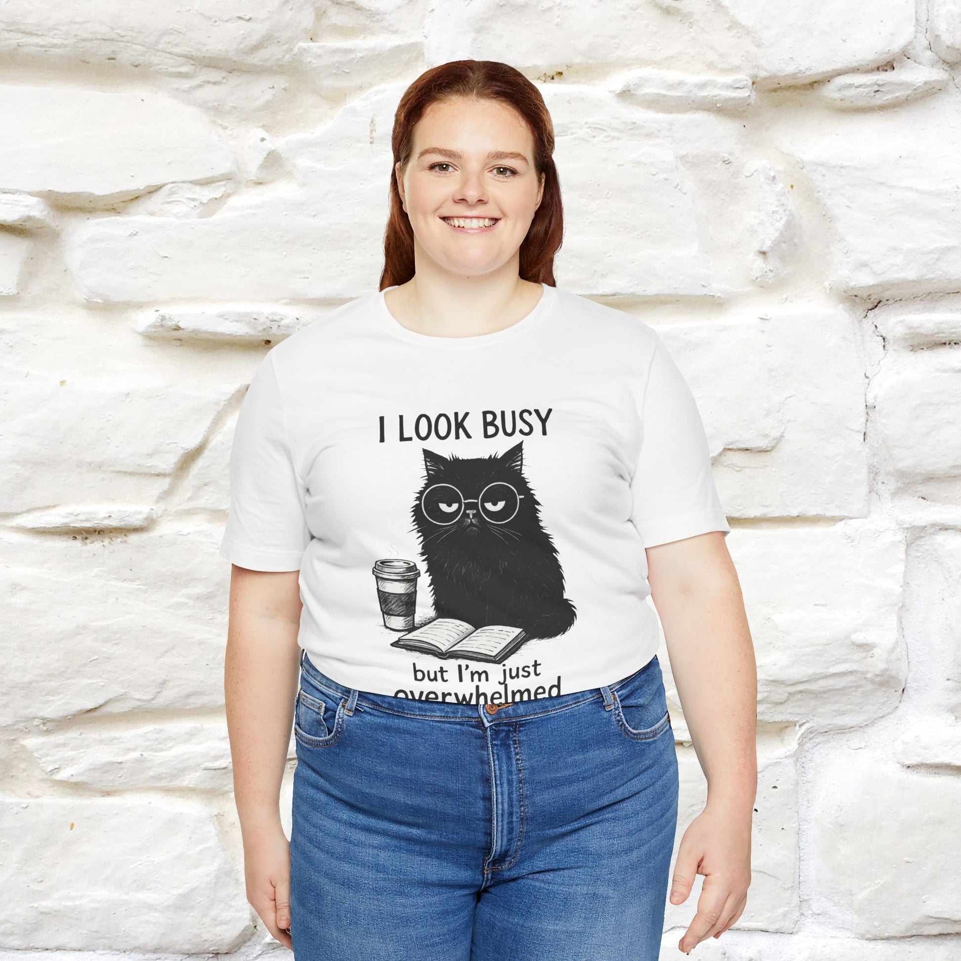 "I Look Busy But I'm Just Overwhelmed" |Cat T-Shirt | Nunu&Miao Studio - Nunu&Miao Studio