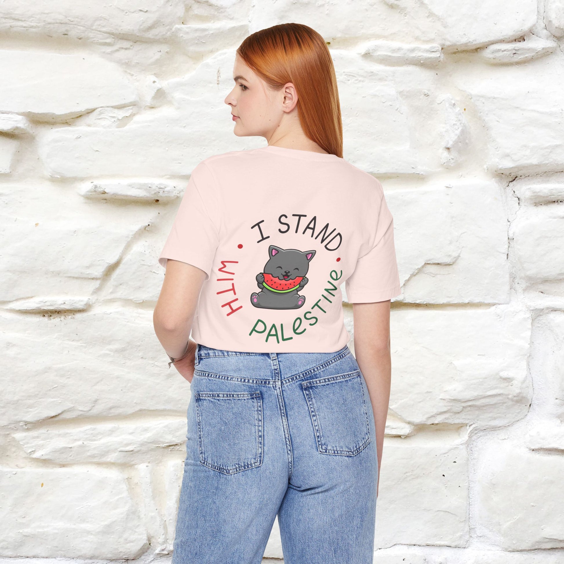"I Stand With Palestine" Cat T-shirt | Front & Back Design |Nunu&Miao Studio - Nunu&Miao Studio