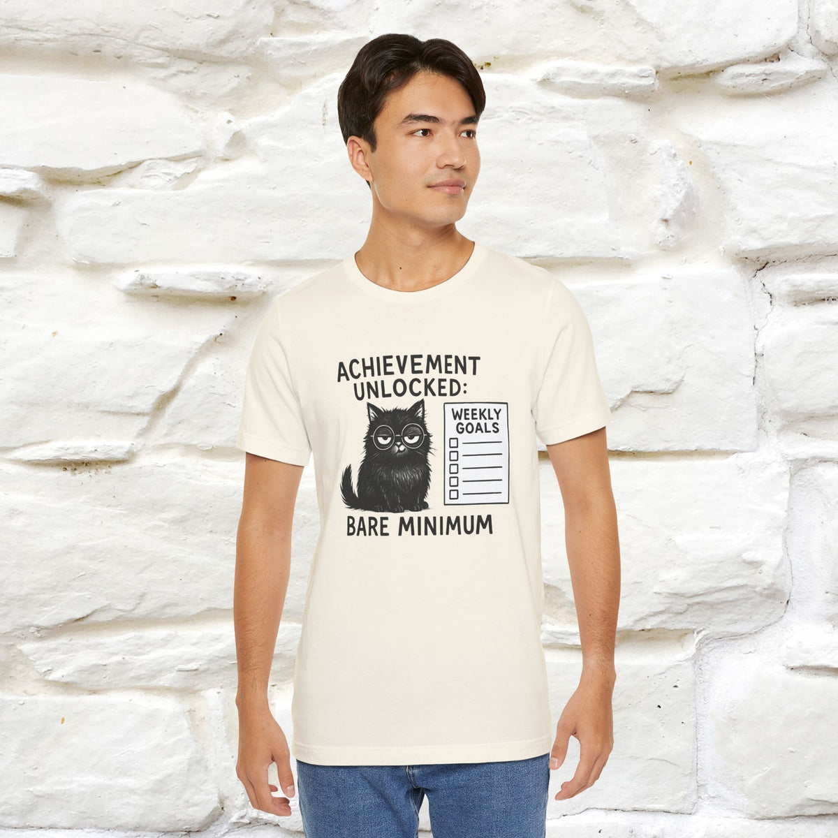 "Achievement Unlocked Bare Minimum." |Cat T-Shirt | Nunu&Miao Studio