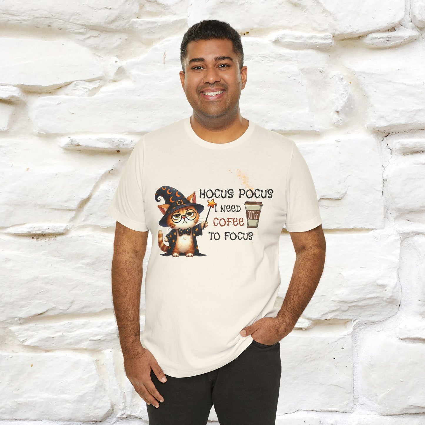 ''Hocus Pocus I Need Coffe To Focus'' Funny Cat Shirt | Nunu&Miao Studio - Nunu&Miao Studio