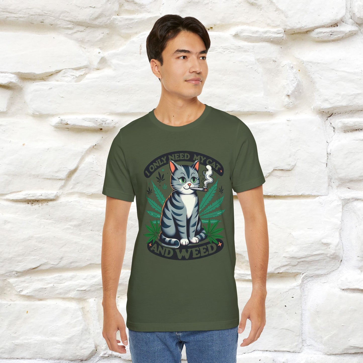 ''I Only Need My Cat and Weed'' Funny T-Shirt | Nunu&Miao Studio - Nunu&Miao Studio